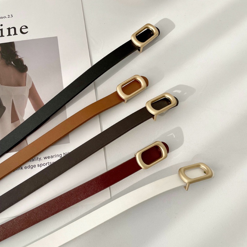 Thắt Lưng Mỏng Không Đục Lỗ Khóa Vuông Đơn Giản Thời Trang Cho Nữ