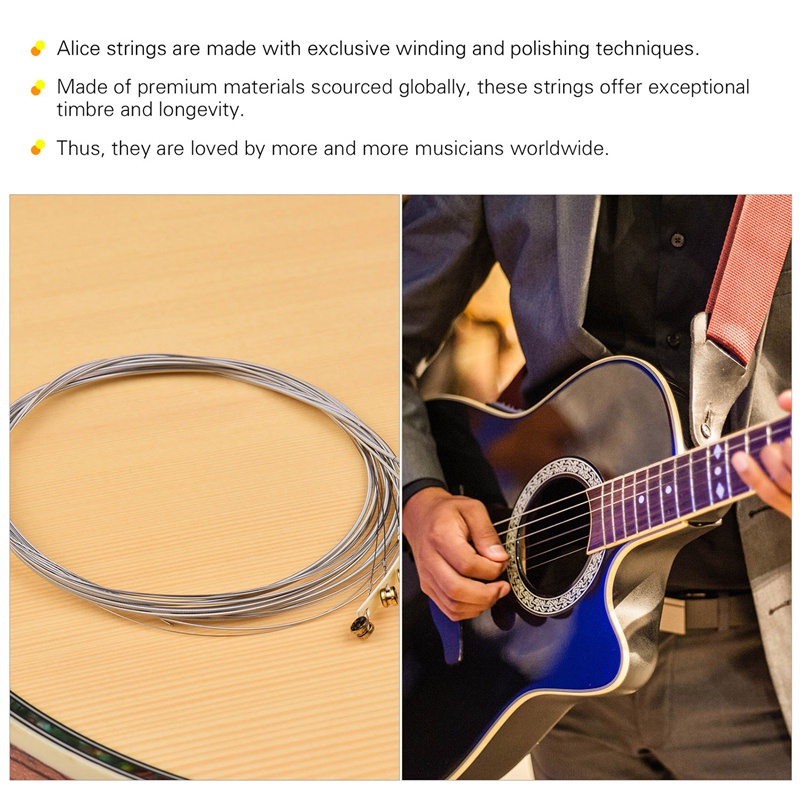 Alice Bộ Dây Đàn Bằng Hợp Kim Sắt Hình Lục Giác Cho Guitar Điện AE536-SL 22-24 Frets