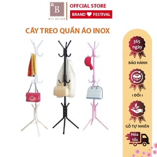 Cây Treo Quần Áo Đứng Inox - Giá Móc Treo Đồ Đa Năng - Chịu Trọng Tải Lớn, Khung Thép Sơn Chống Gỉ - Bảo Hành 12 Tháng