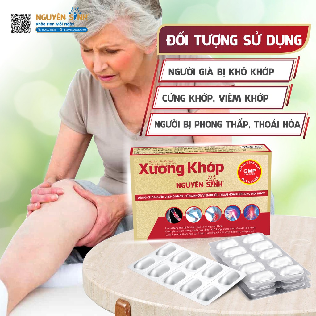 Xương Khớp Nguyên Sinh- Giảm Đau Nhanh, Dùng Cho Người Bị: Khô Khớp, Cứng Khớp, Viêm Khớp, Thoái Hóa Khớp, Đau Mỏi Khớp