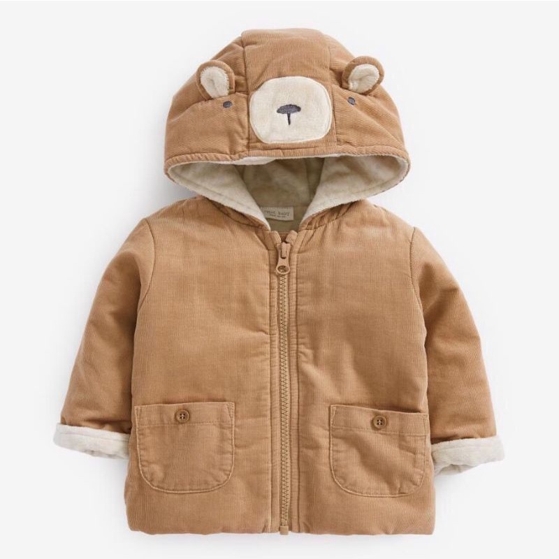 Áo khoác mũ tai gấu lót nỉ cho bé