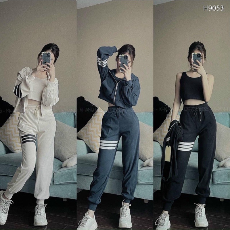 SET THỂ THAO NHUNG TĂM 3 MÓN 3 VẠCH