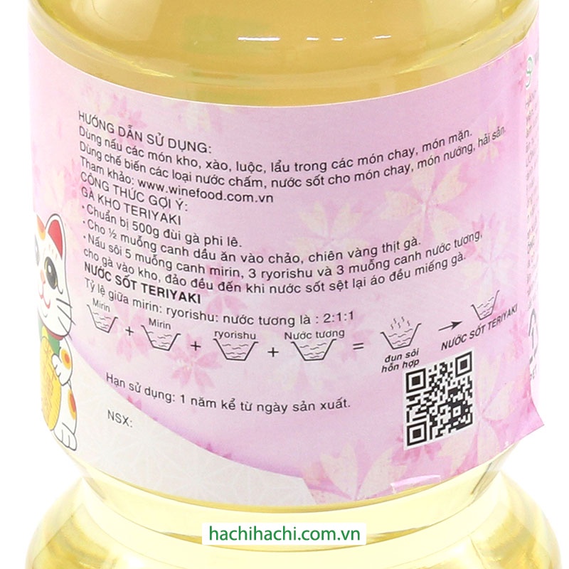 Gia vị Sake nấu ăn Ryorishu umami (Wine Food) 880ml - Hachi Hachi Japan Shop