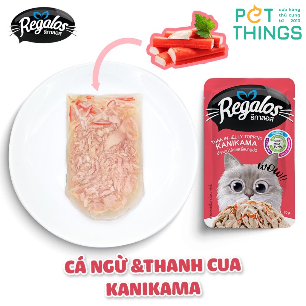 Thức ăn ướt cho mèo Regalos gói 70g, pate mèo Thái Lan