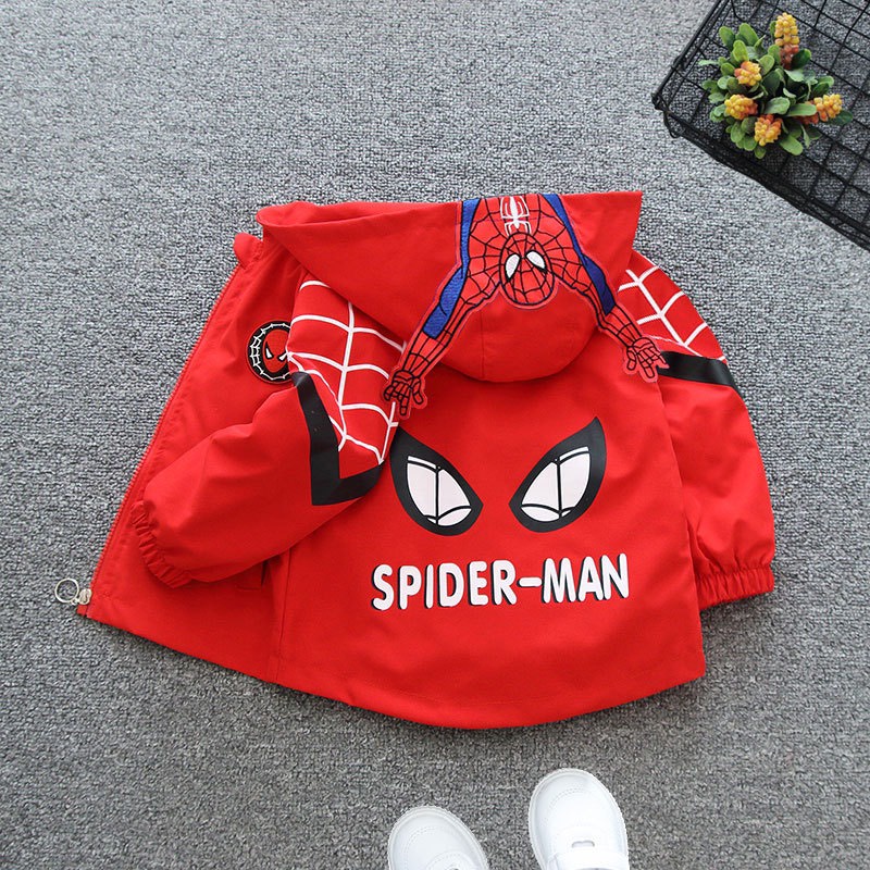 Áo khoác gió cho bé, spider man cho bé trai tránh gió giữ ấm mùa đông Bắp Ngô Kids size từ 7 đến 20kg