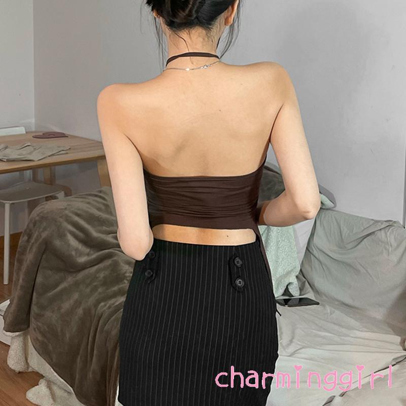 Áo Crop Top Màu Trơn Dây Rút Cổ Độc Đáo Thời Trang Cho Nữ