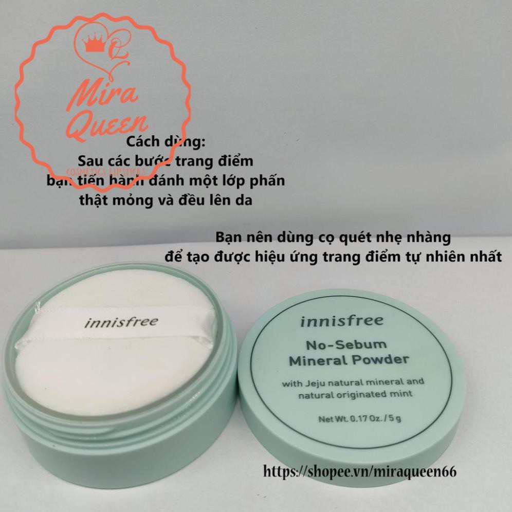 Phấn phủ kiềm dầu, che khuyết điểm Innisfree No-Sebum Mineral, Blur Powder