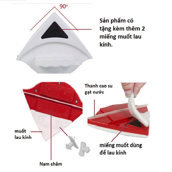 Dụng cụ lau kính 2 mặt thông minh có nam châm