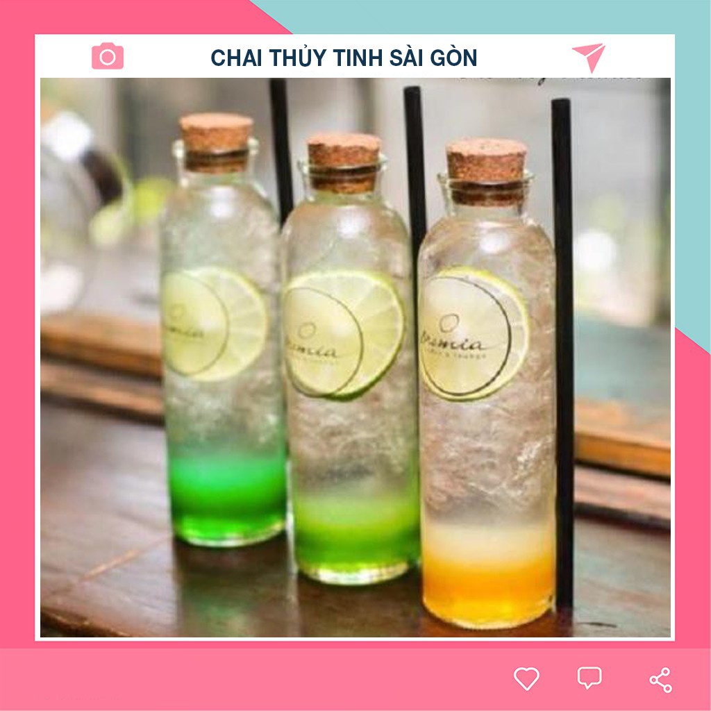 Chai thủy tinh tròn cao 350ml nắp bần 2020