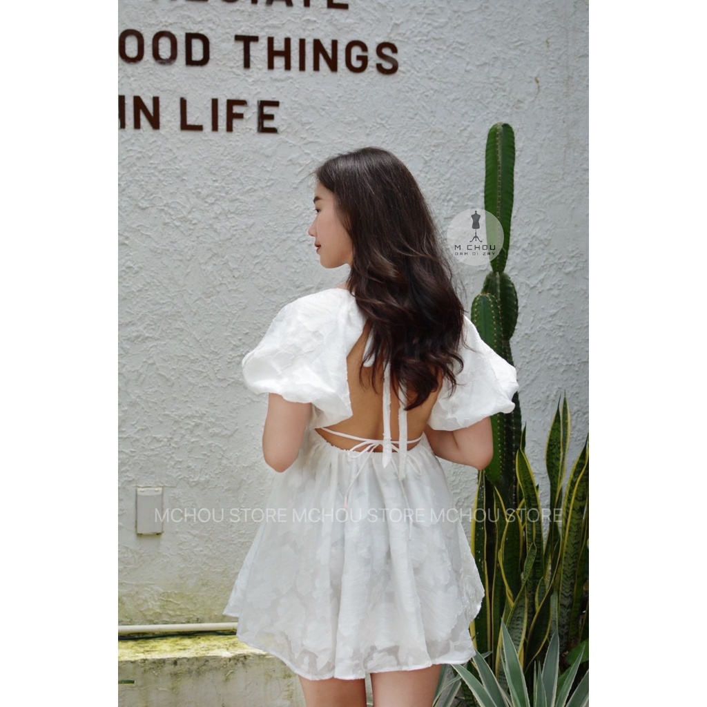 Đầm babydoll , Đầm nữ trắng xinh xắn, Đầm nữ hở lưng, Đầm trắng bánh bèo. phong cách nàng thơ, đầm bánh bèo.