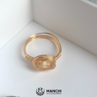 Nhẫn đá Citrine handmade dây vàng