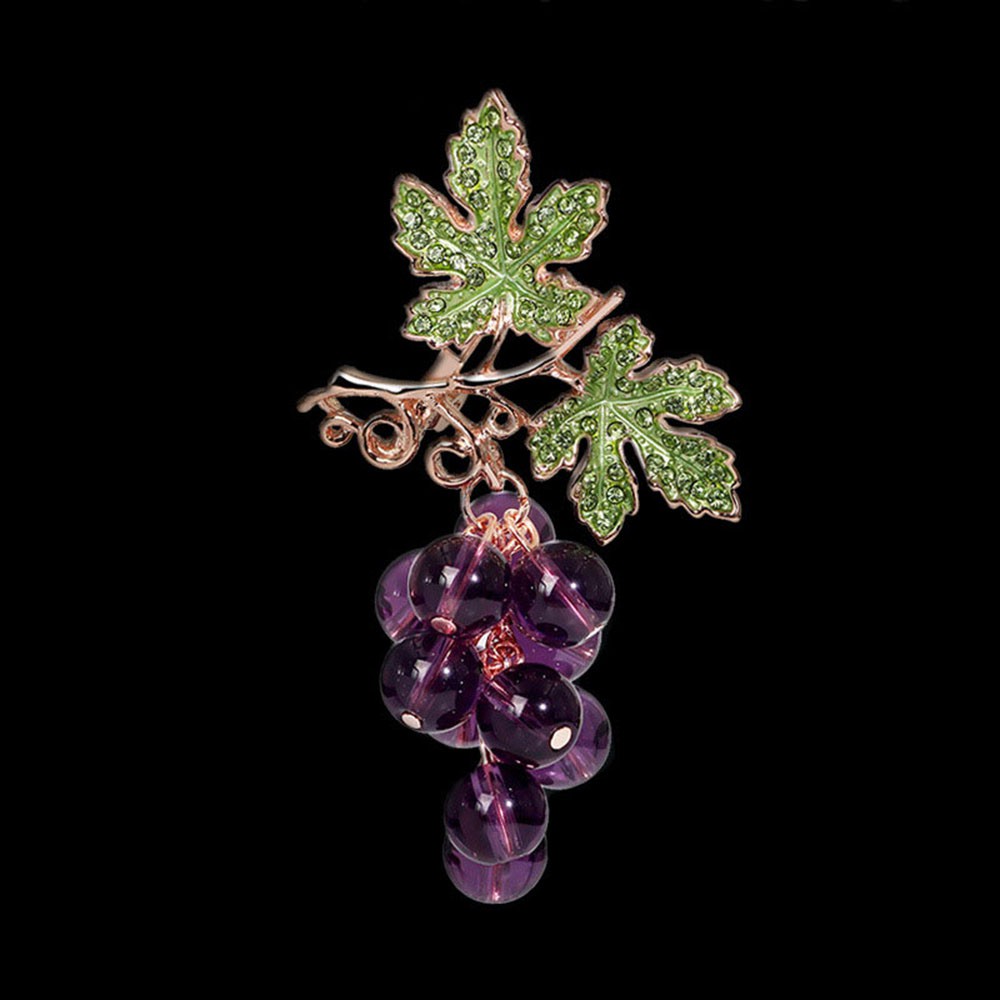 Ghim cài áo hình chùm nho đính đá tím nhã nhặn