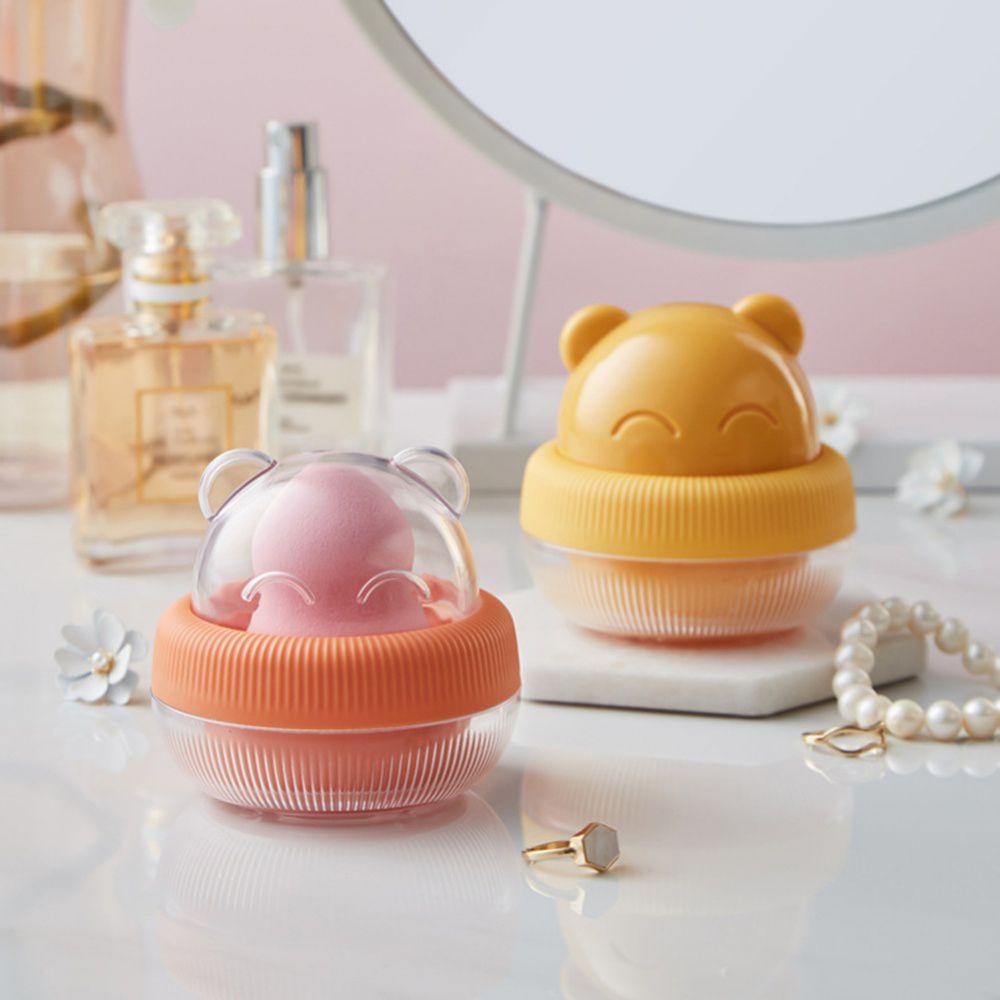 AROMA Hộp Đựng Mút Trang Điểm Hình Trứng Hoạt Hình Dễ Thương Giá Đỡ