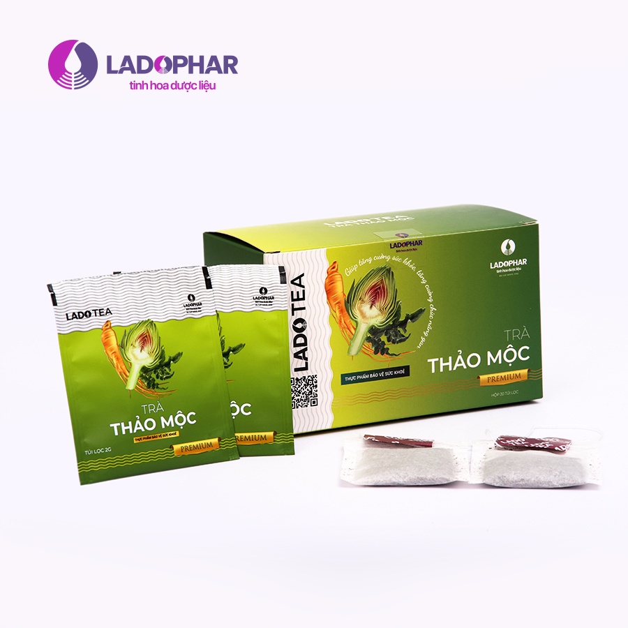 Trà Thảo Mộc Premium. Ladophar. Hộp 20 túi lọc. Bảo vệ sức khỏe. Lado Tea.