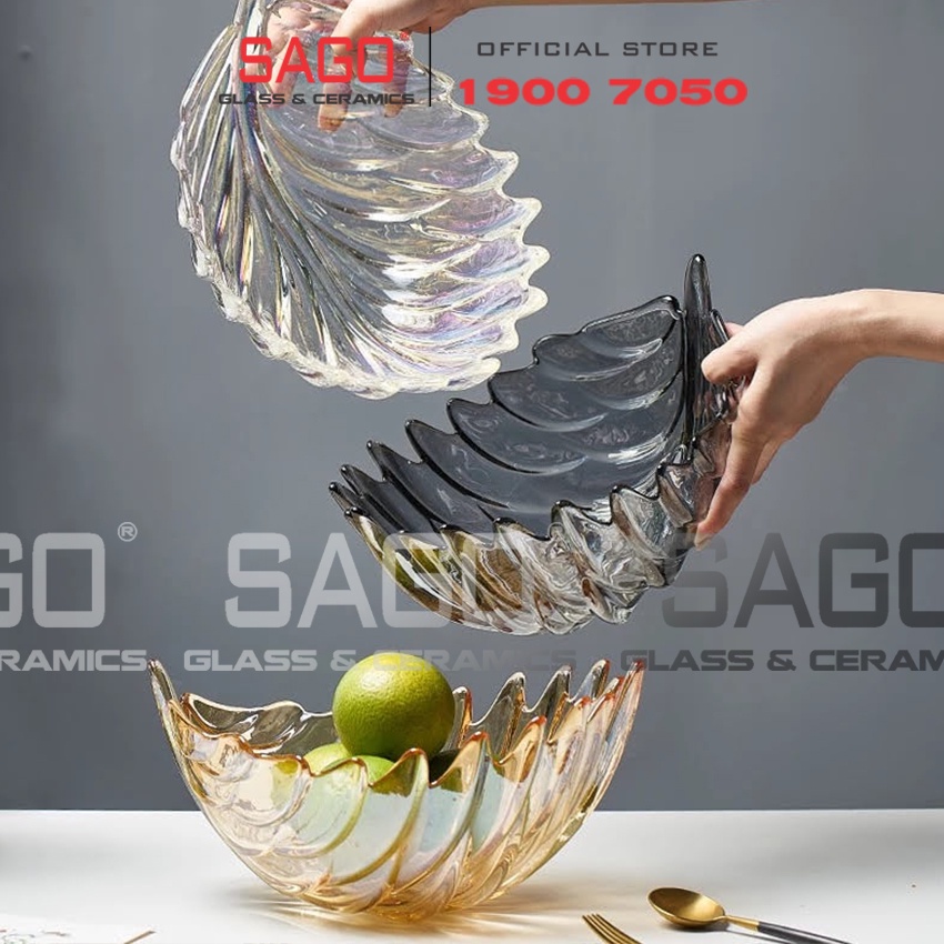 Dĩa Thủy Tinh Trái Cây Để Bàn Chiếc Lá Cao Cấp | Tùy Chọn Kích Thước , màu Sắc