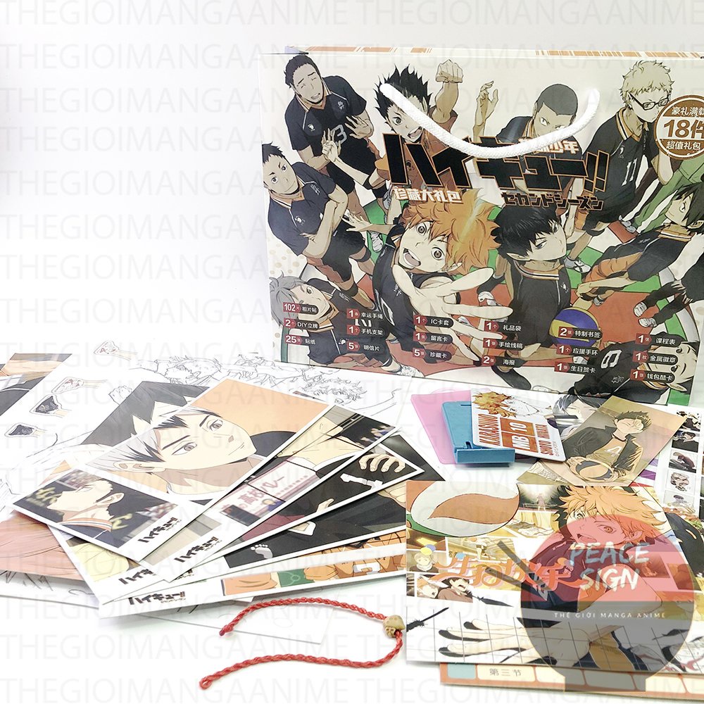 Túi quà tặng Haikyuu!! Vua bóng chuyền hình chữ nhật chibi anime chibi quà tặng tiện lợi