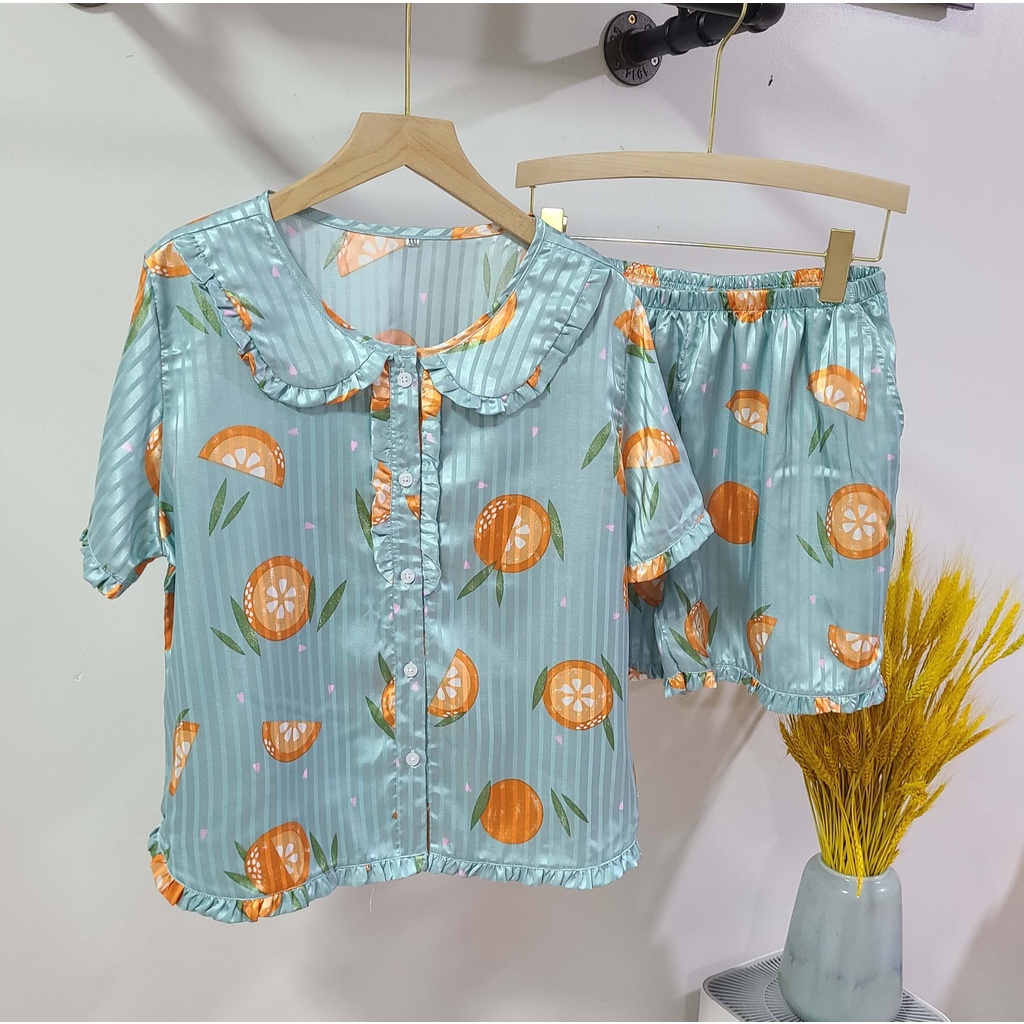 [GIẢM GIÁ]ĐỒ BỘ PIYAMA CỔ SENẢnh thật- Video] vải kate cotton mềm mát, họa tiết cực xinh