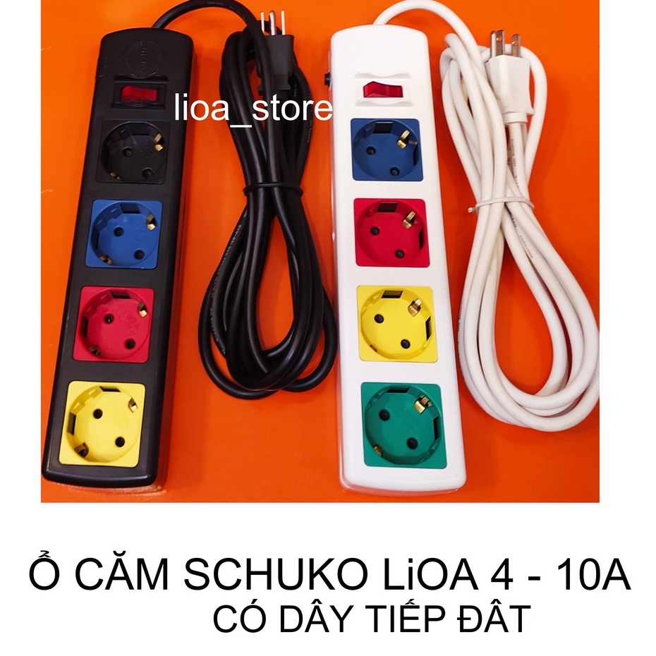 Ổ CẮM SCHUKO LiOA 4 Ổ - CÓ DÂY TIẾP ĐÂT.