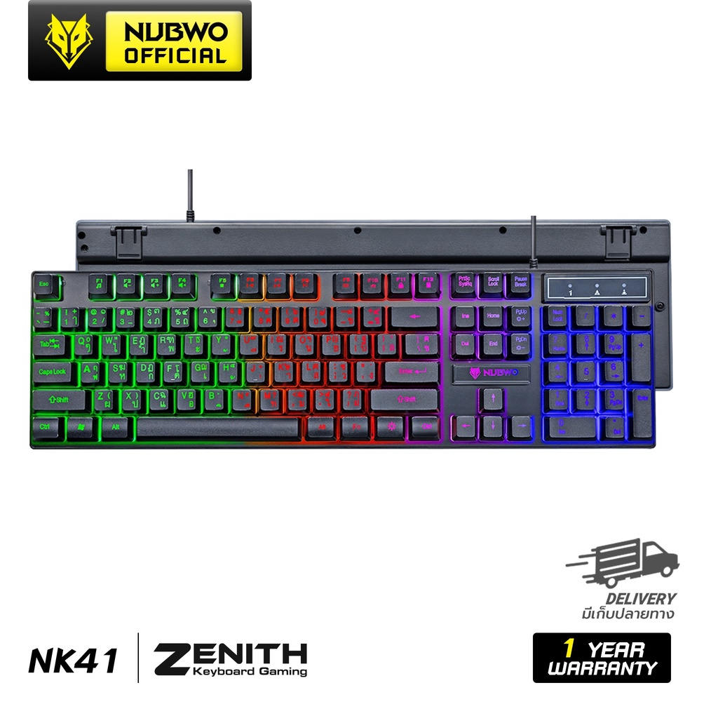 Bàn phím cao su chơi game Nubwo Zenith NK36-41-49 Thái / Anh USB 2.0 Đèn trong suốt Bảo hành 1 năm