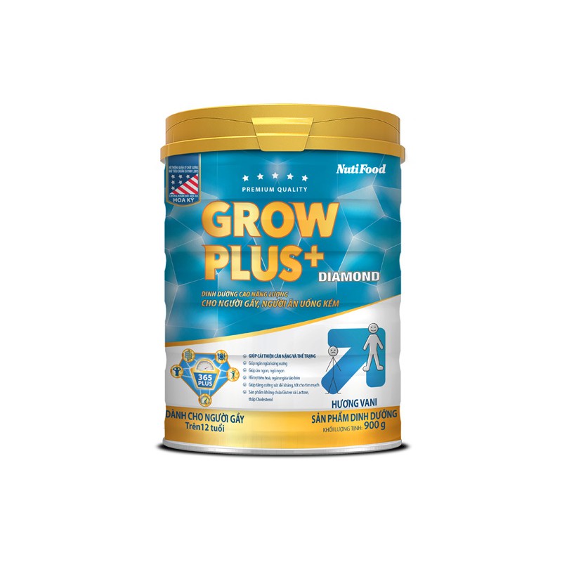 GROWPLUS+ DIAMOND loại 400g và 900g – DINH DƯỠNG CAO NĂNG LƯỢNG CHO NGƯỜI GẦY, NGƯỜI ĂN UỐNG KÉM