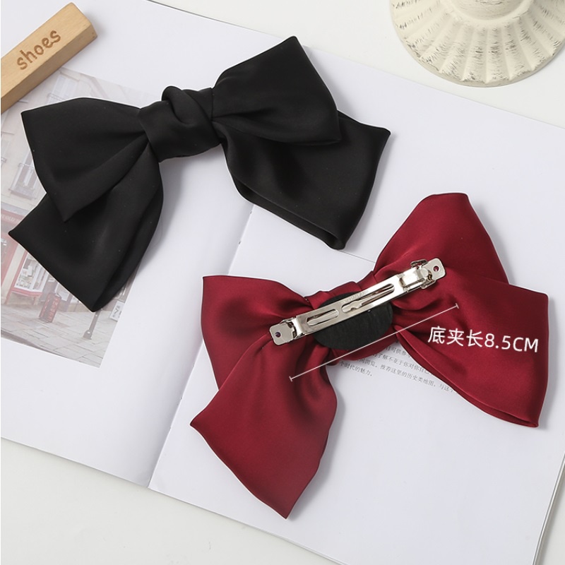 Kẹp tóc nơ lớn in họa tiết phong cách Hàn Quốc thời trang