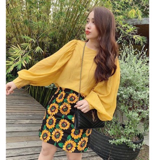Sét áo và chân váy hoa hướng dương ( có quần trong)