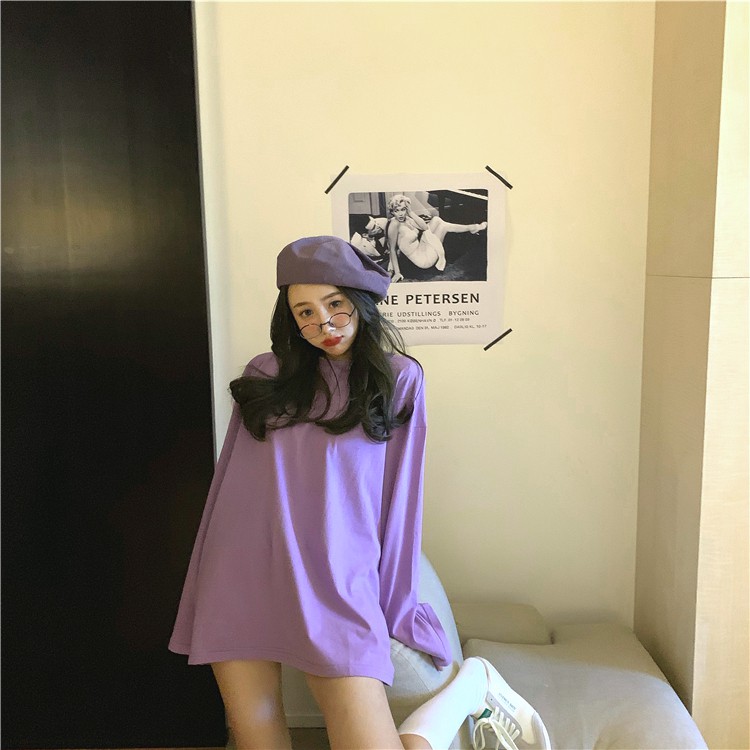 Áo thun dài tay trơn  Basic  phông Unisex nam nữ tee oversize form rộng pull Ulzzang Streetwear thu đông vải mềm