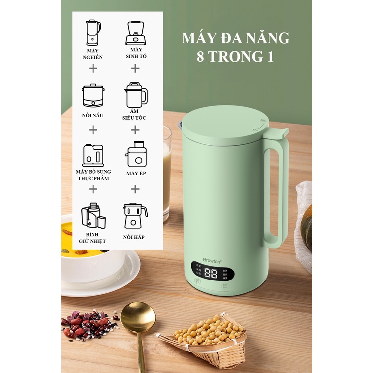 Máy làm sữa hạt mini đa năng, máy nấu sữa hạt đậu nành, nấu cháo cho bé, máy xay hạt, máy làm sinh tố, đun nước sôi