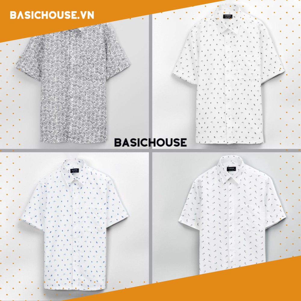 [CHÍNH HÃNG] Áo sơ mi nam ngắn tay 👘 áo sơ mi cao cấp nam hoạ tiết basic | BASICHOUSE | BigBuy360 - bigbuy360.vn