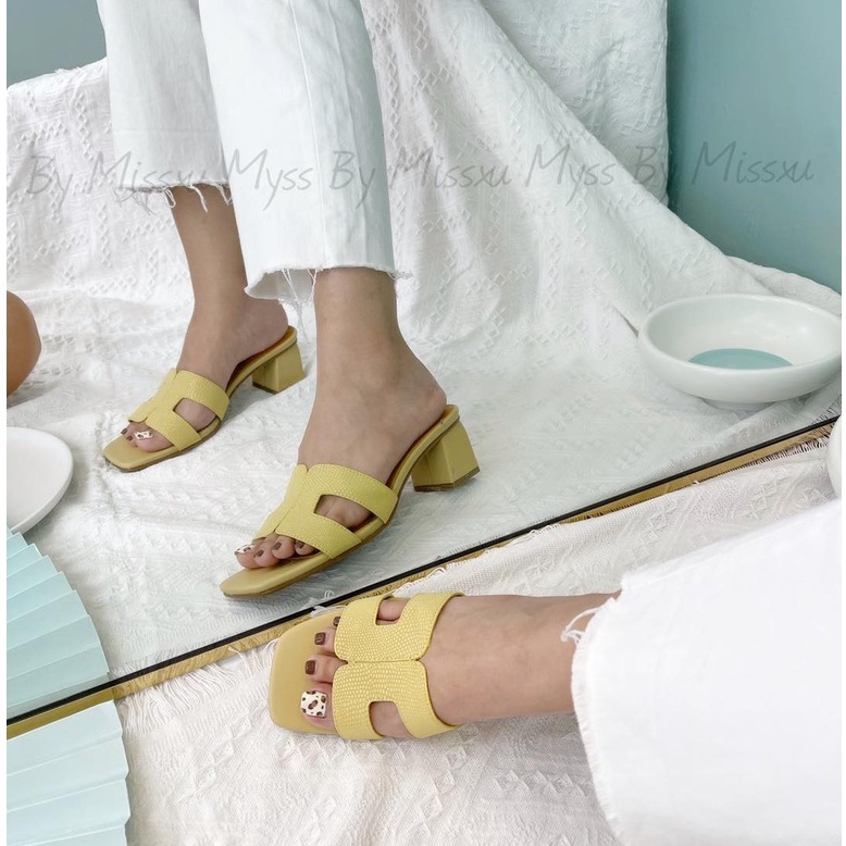 Giày guốc nữ chữ H gót trụ 5cm thời trang MYSS - SU109