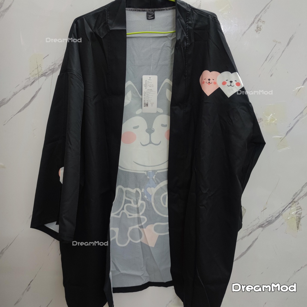 Áo khoác kimono ngắn tay in hình chú cún Shiba anime đáng yêu