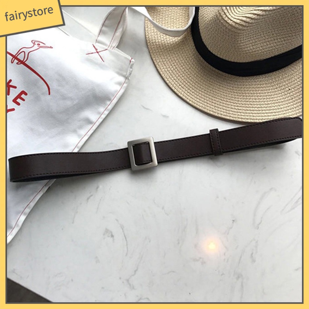 Thắt Lưng Giả Da Phối Khoá Kim Loại Độc Đáo Cho Nữ