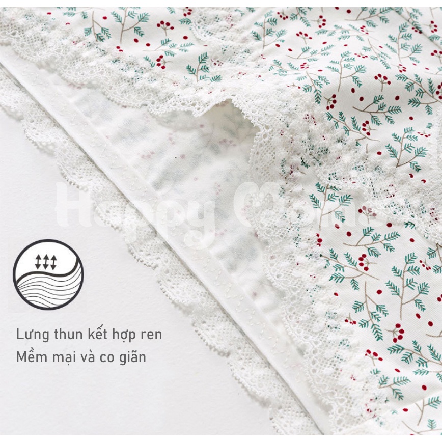 Set 4 Quần Lót Bầu Ren Cotton HAPPY MOM Kháng Khuẩn Mềm Mịn, Co Giãn Tốt