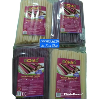 Freeship 50k. COMPO 2 gói Ống hút gạo tự hủy Ochao kích thước 8mm/22cm, gói 500gr