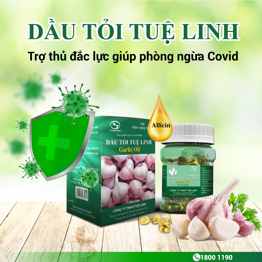 Dầu tỏi Tuệ Linh [Chai 100 Viên]- Tăng Sức Đề Kháng Cho Cơ Thể, Hỗ Trợ Giúp Giảm Mỡ Máu, Giảm Nguy Cơ Xơ Vữa Động Mạch