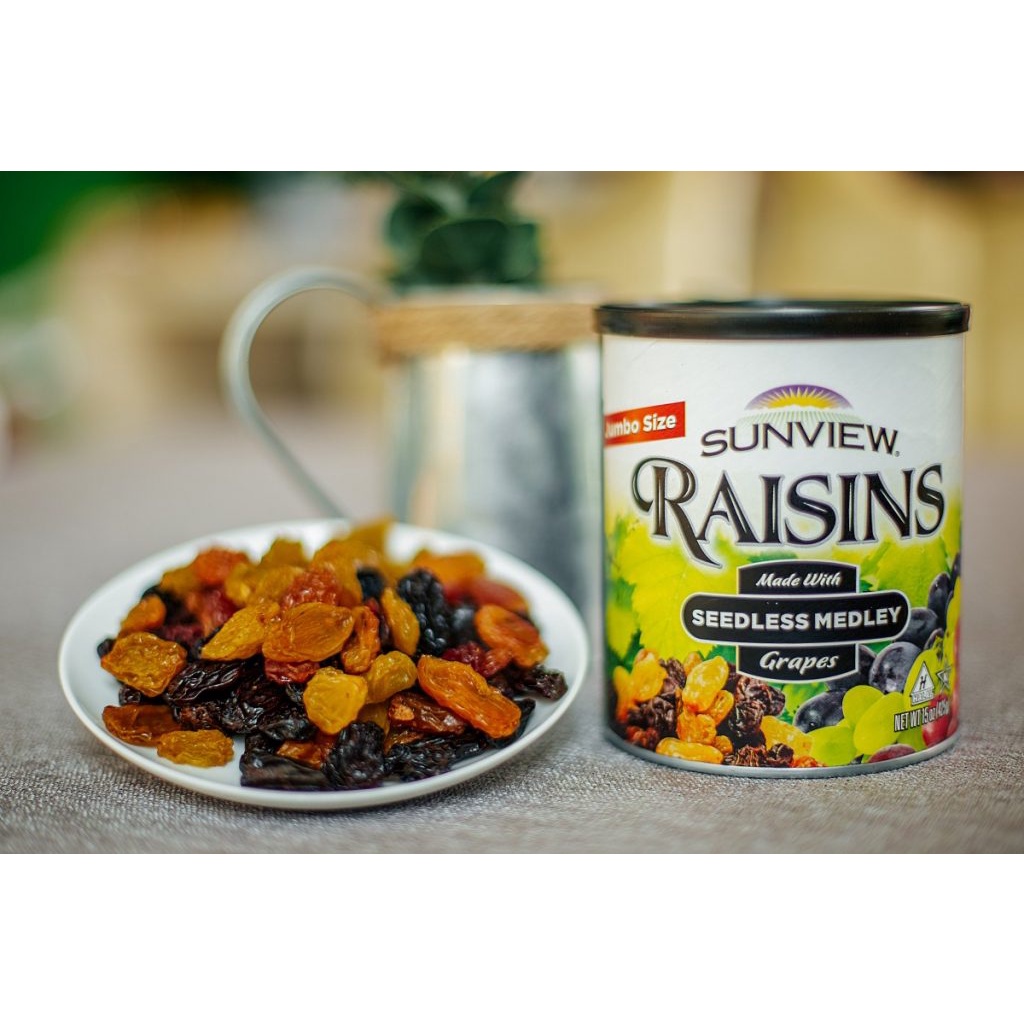 Date 2023 Nho khô Raisins Sunview Mỹ Mix Hộp 425gr