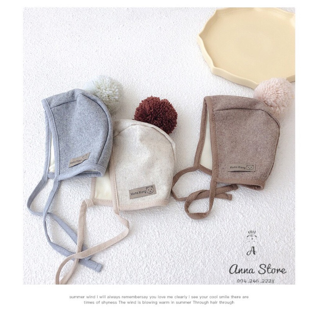 MUP 28 : Mũ có dây cài quả bóng cho bé 3m - 2t [ anna kids ]