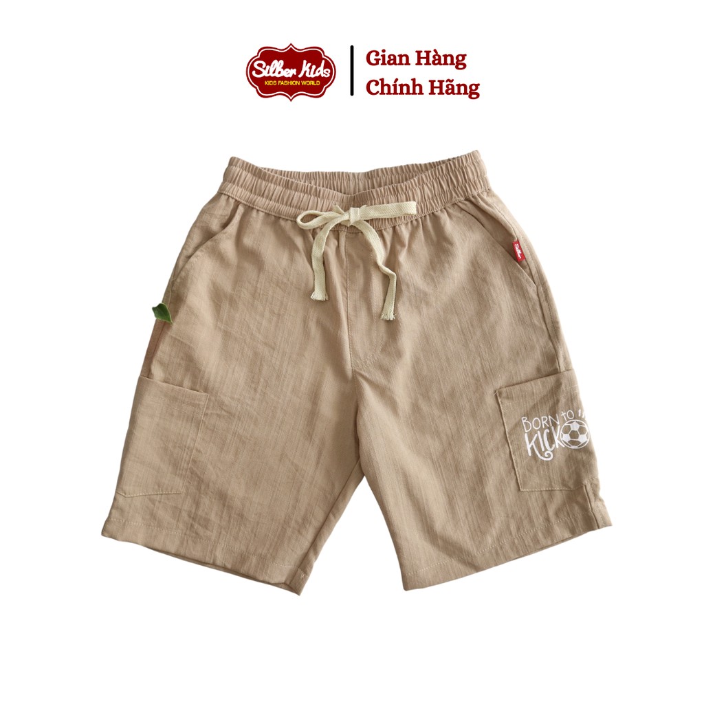 Quần Lửng Thô Đũi Bé Trai 23-48kg Phối Túi Dán In Born To Kick SILBER KIDS