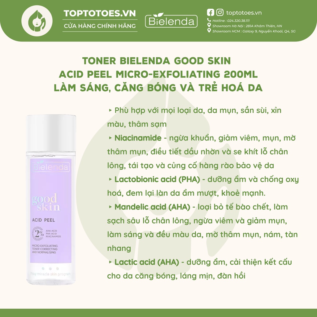 Toner Bielenda Good Skin cấp nước, dưỡng sáng, căng bóng và trẻ hóa da 200ml | BigBuy360 - bigbuy360.vn