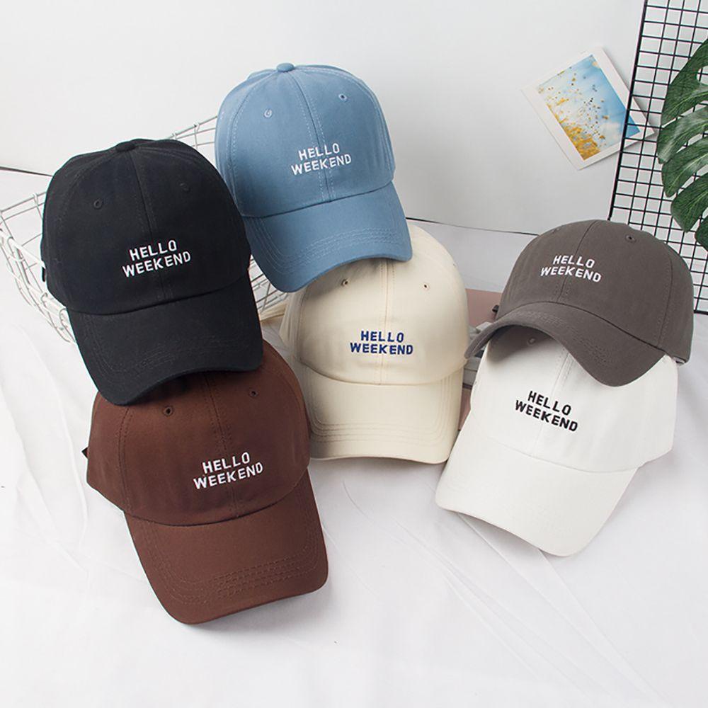 VANES1 Mũ Lưỡi Trai Thêu Chữ Hello Weekend Đơn Giản