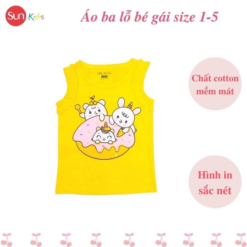 Áo thun bé gái, áo phông bé gái dáng ba lỗ, chất cotton, nhiều màu, size 1-5 - SUNKIDS1