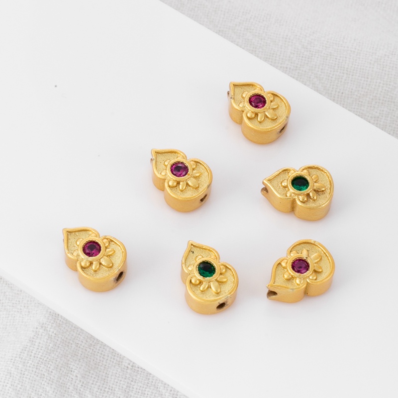 Hạt Đá Zircon Màu Vàng Đồng 18k Đục Lỗ Kích Thước 7 * 10mm Làm Vòng Tay Dây Chuyền Trang Sức