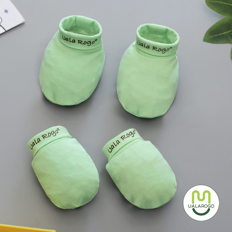 Set bao tay bao chân Ualarogo vải peptit mềm mại co giãn bảo vệ chân tay bé khỏi va chạm 4 màu xinh xắn UR2404