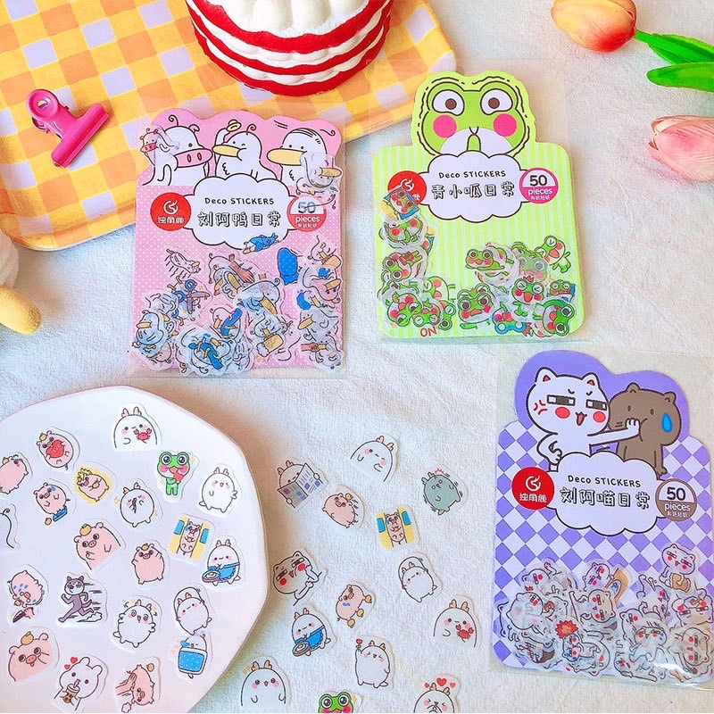 Túi 50 miếng Sticker cute dán trang trí hình động vật dễ thương