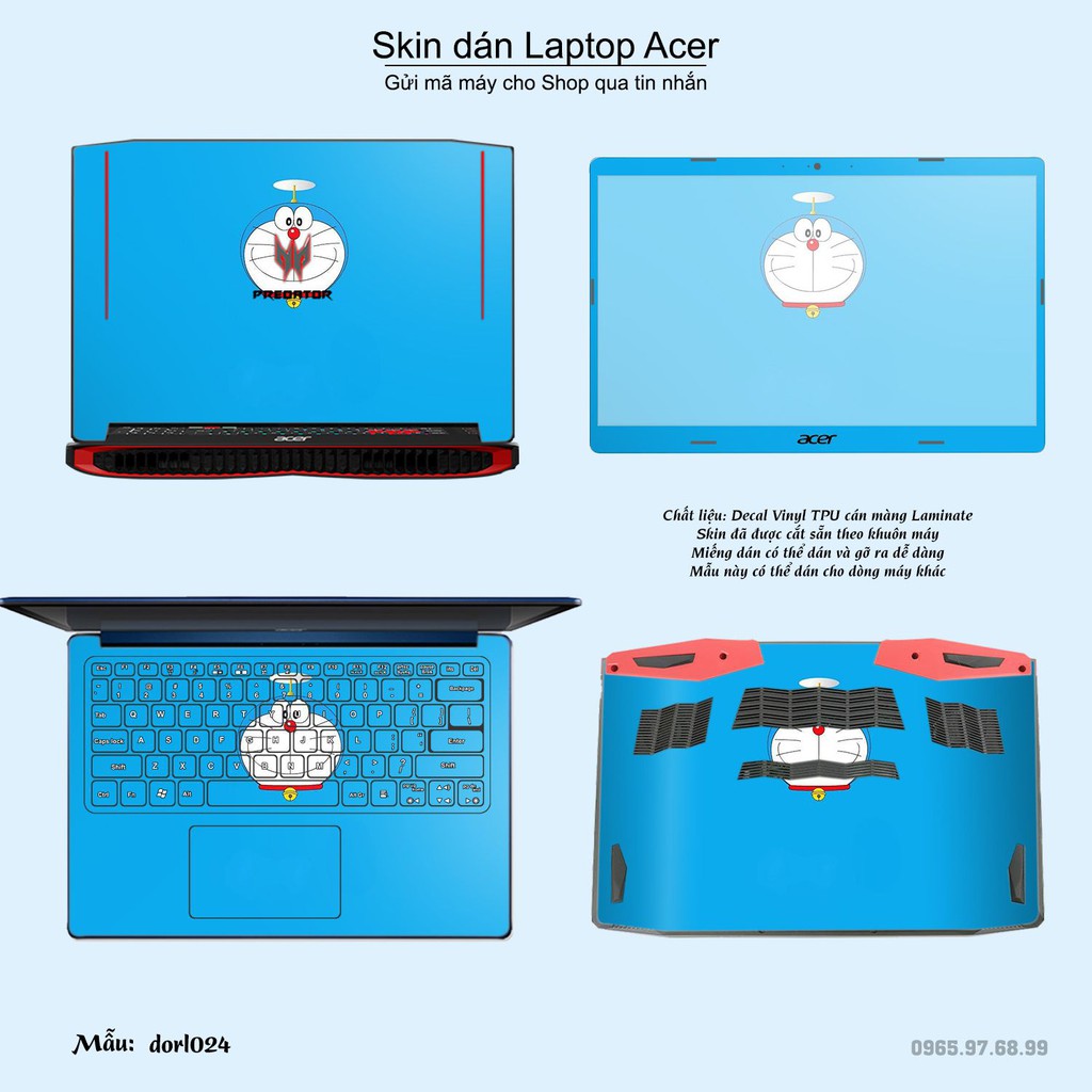 Skin dán Laptop Acer in hình Doraemon (inbox mã máy cho Shop)