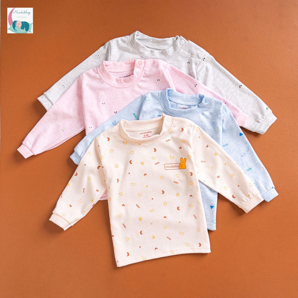 Bộ Dài Tay Noubaby cổ 3 phân cài vai cho bé trai/gái, Đồ Bộ Dài Tay Cho Bé &lt; 2 tuổi  Namkidshop