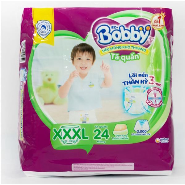 Tã Quần Bobby M74/ L68/ XL62/ XXL56/XXXL24- Mẫu Mới