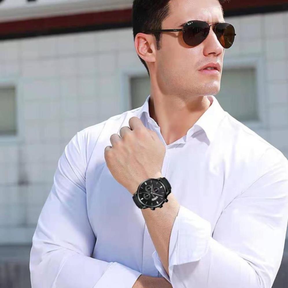 . Đồng Hồ Nam Dây Da Thời Trang Cao Cấp 2021 Full Hộp Xịn Xò Phong Cách Hàn Quốc Đẳng Cấp Doanh Nhân - GENEVA01 .