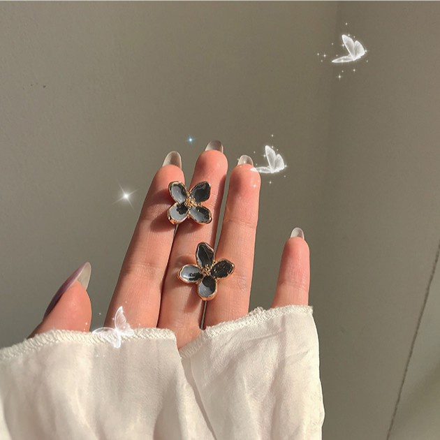 GRACE ACC❤ elegant retro camellia earrings super fairy drop oil flower earrings ear clips