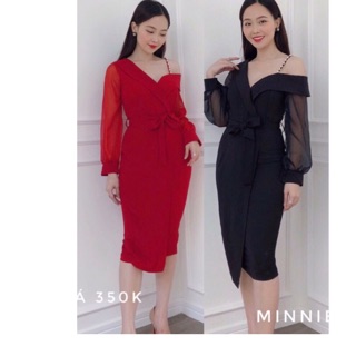 Đầm big size dự tiệc thun P2D 65-85kg màu đỏ và đen